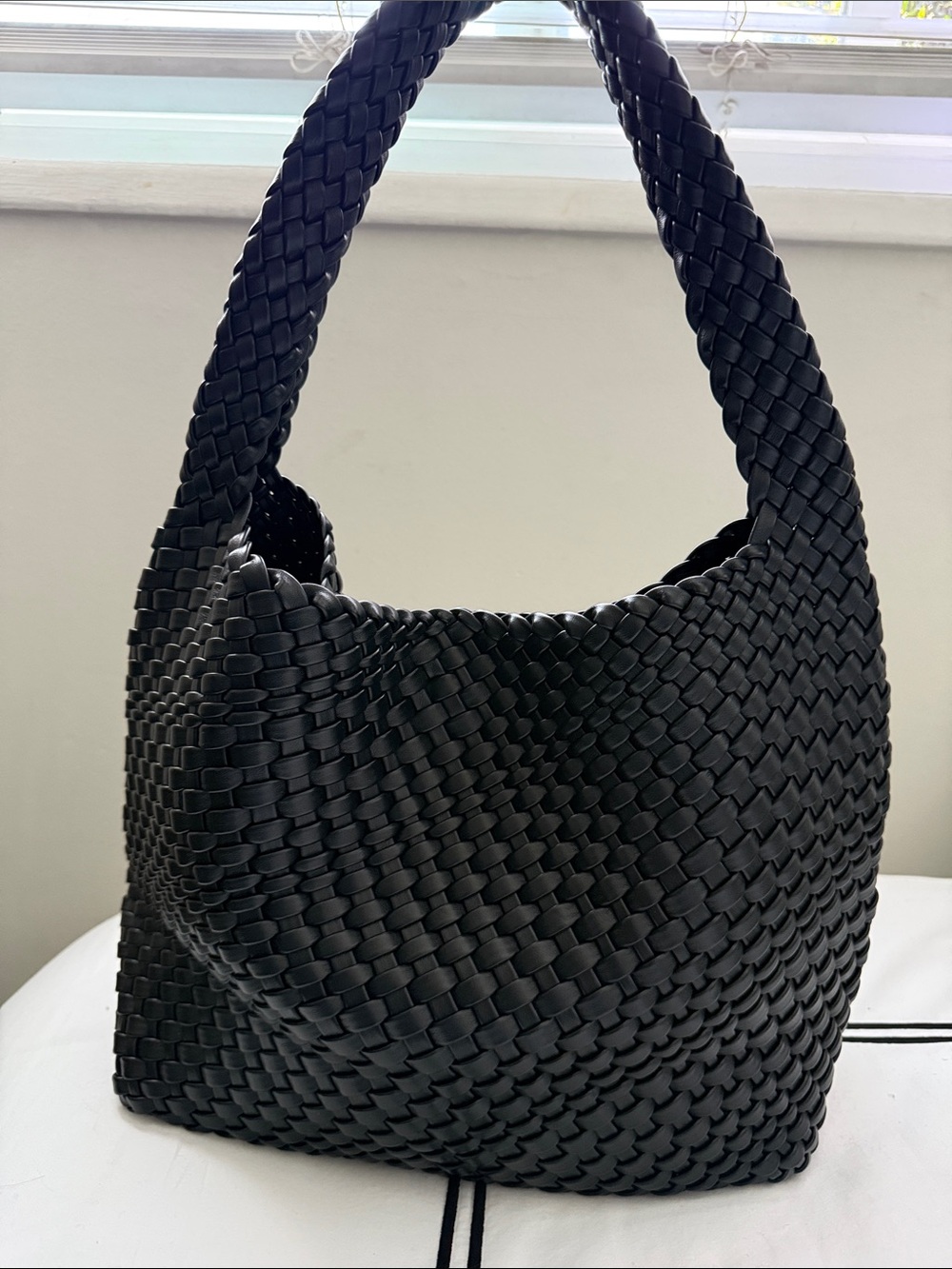 Luxury Black Braided Hobo Shoulder Bag